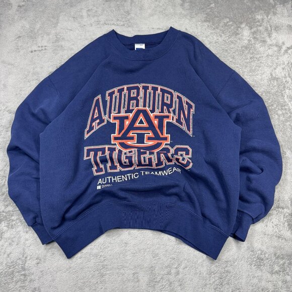 Vintage 90s Russell Athletic Auburn Tigers Sweatshirt Graphic Crewneck USA Large - Picture 1 of 9